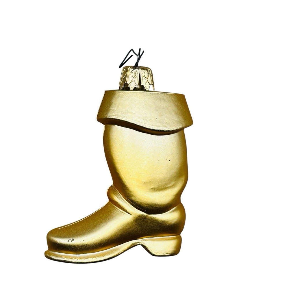 Vintage Christmas Gold Santa Claus Boot‎ Ornament Decoration